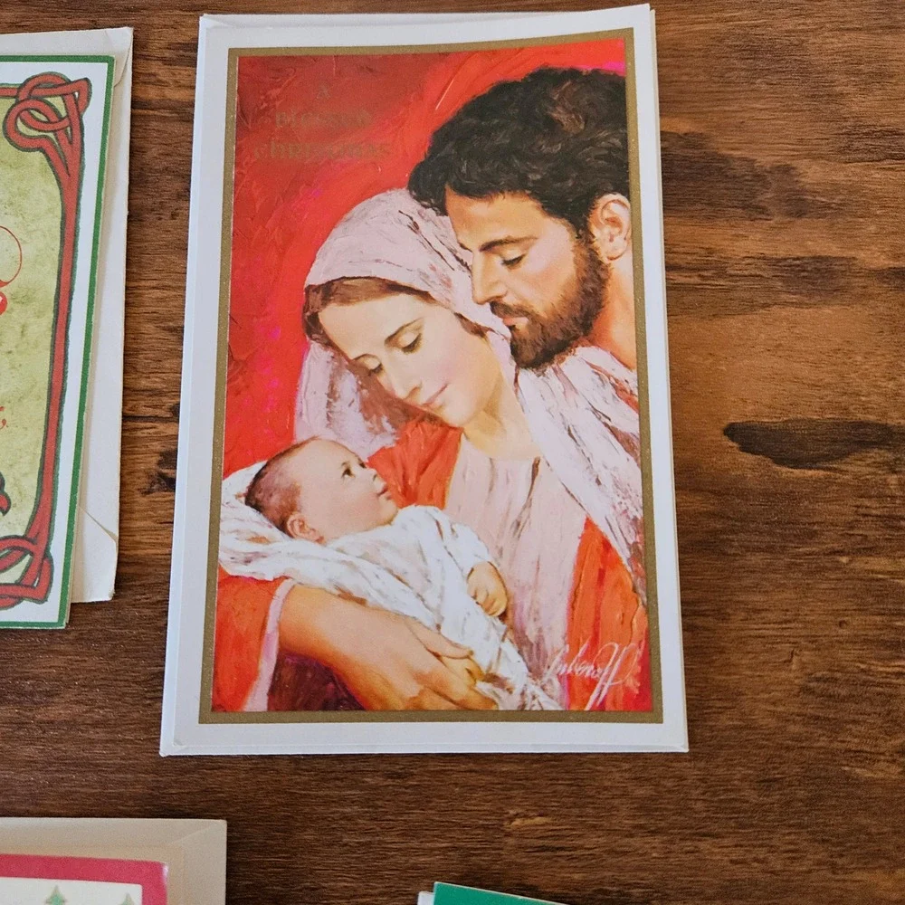 Vtg 70s 80s Christmas Greeting Cards Lot 7 Assorted Religious Santa Birds Unused